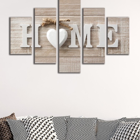 boho white heart HOME wall decor art set - Picture 3 of 6